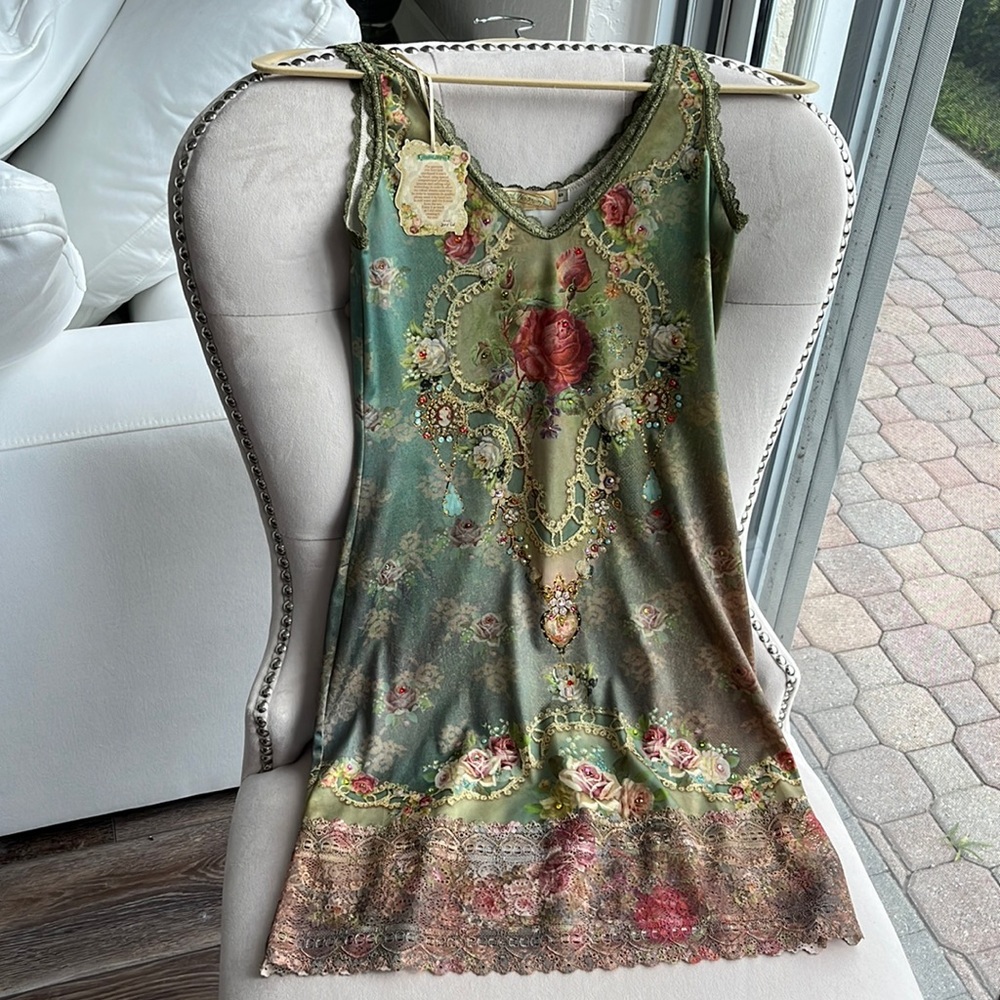 Michal Negrin boutique collection. Never worn. Adorned with swarovski crystals.